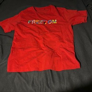 Red SHEIN Freedom Graphic T-shirt